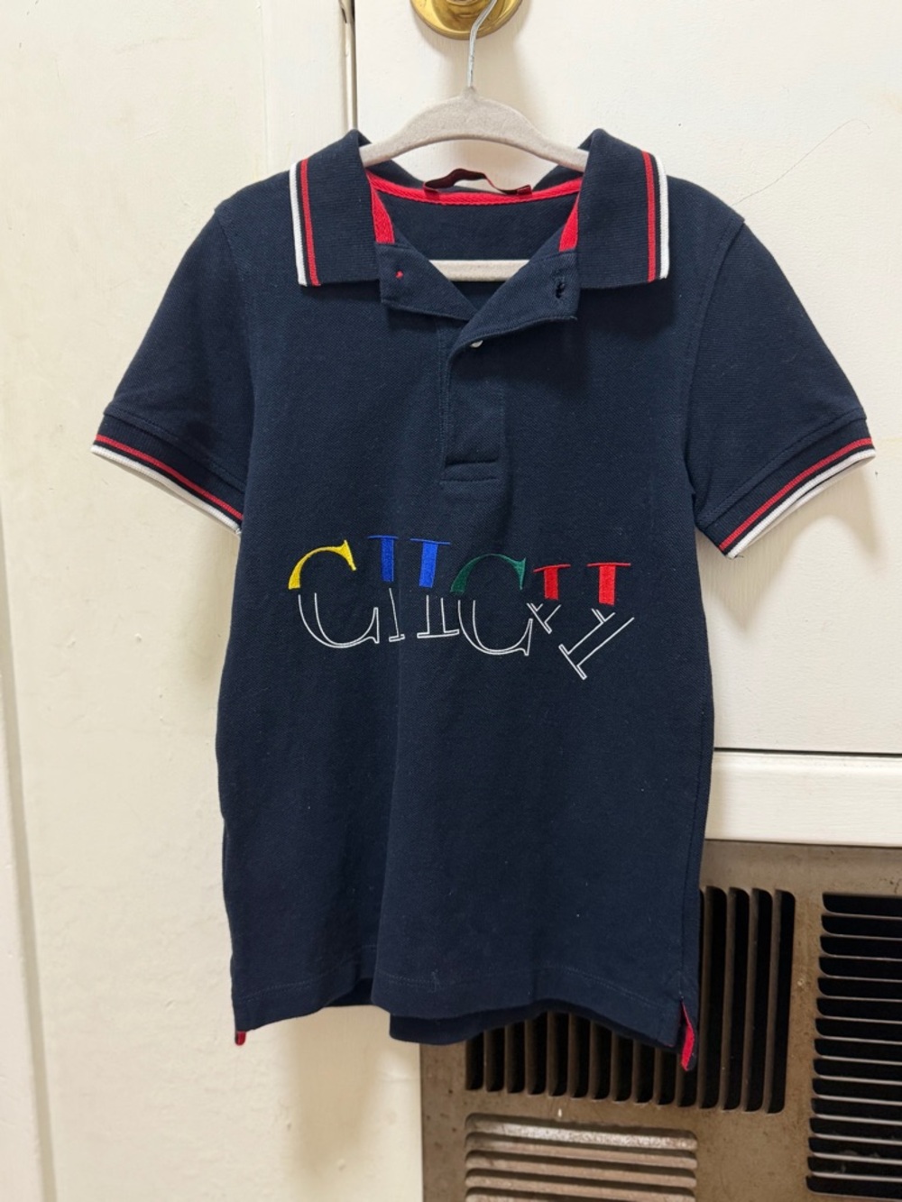 Carolina Herrera Kids Navy Polo Top with Multicolor Logo